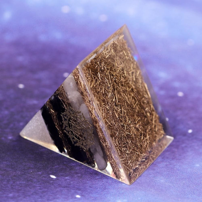 Powerful Orgonite Pyramid Obsidian Copper Shavings Orgone