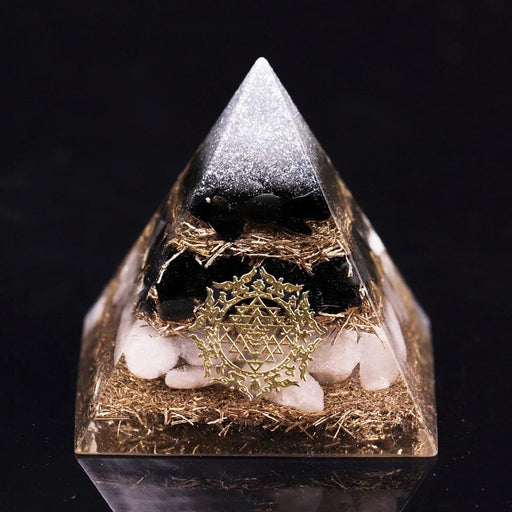 Powerful Orgonite Pyramid Obsidian Copper Shavings Orgone