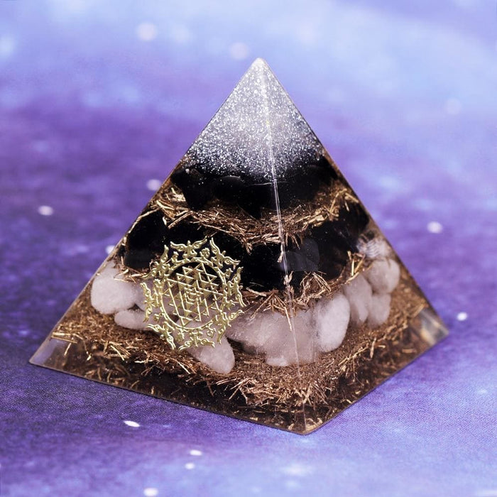 Powerful Orgonite Pyramid Obsidian Copper Shavings Orgone