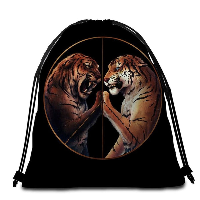 Psychedelic Tiger Round Beach Towel