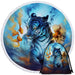 Psychedelic Tiger Round Beach Towel