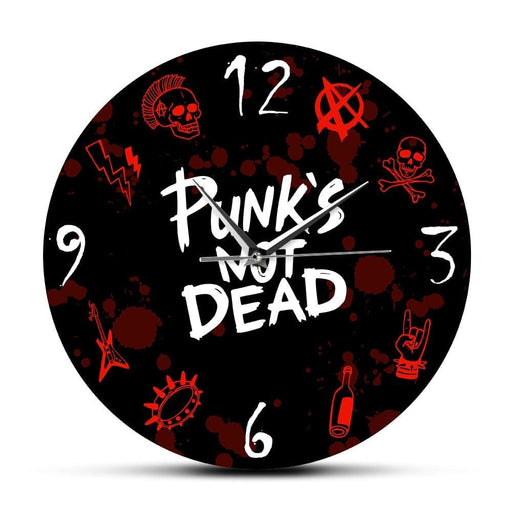 Punk Rock Modern Wall Clock Punk’s Not Dead Words And Design