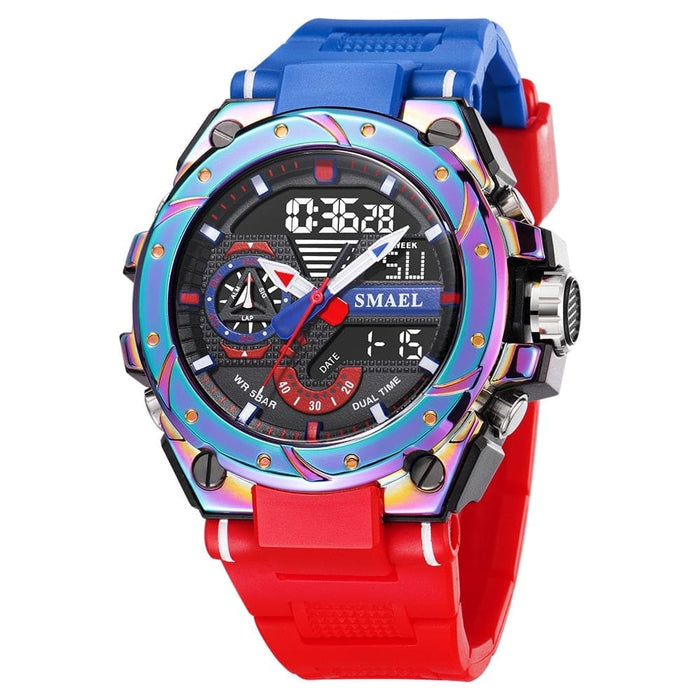 Quartz Watch For Men Smael Wristwatches Watcholorful Red