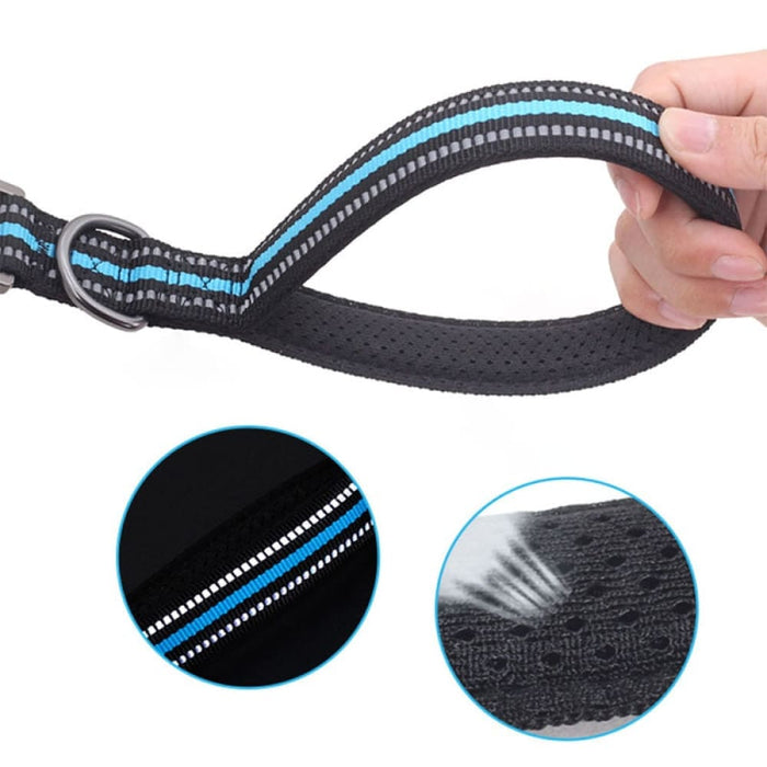 Reflective Step Traction Leash With Mesh Handle