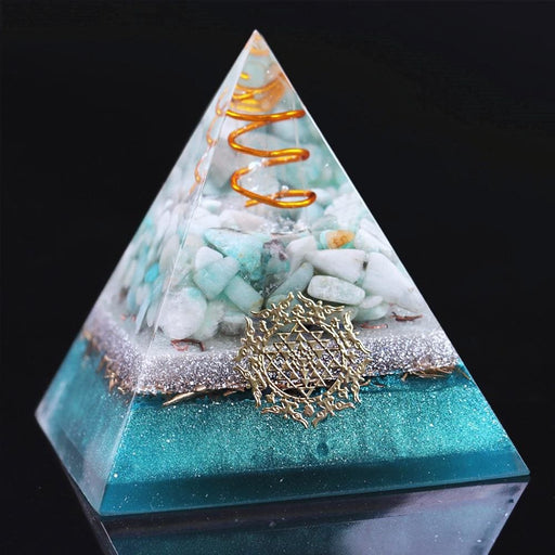 Reiki Amazonite Crystal Orgone Pyramid Healing Quartz Energy