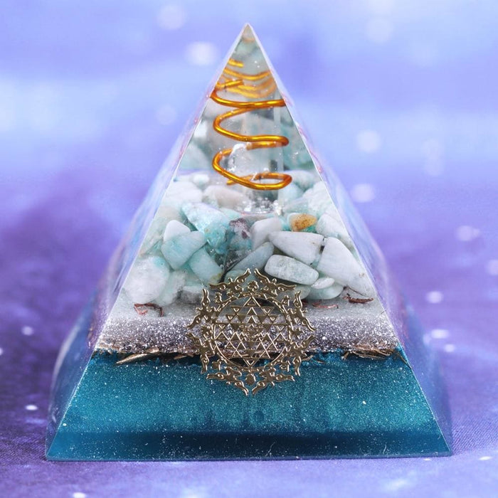 Reiki Amazonite Crystal Orgone Pyramid Healing Quartz Energy