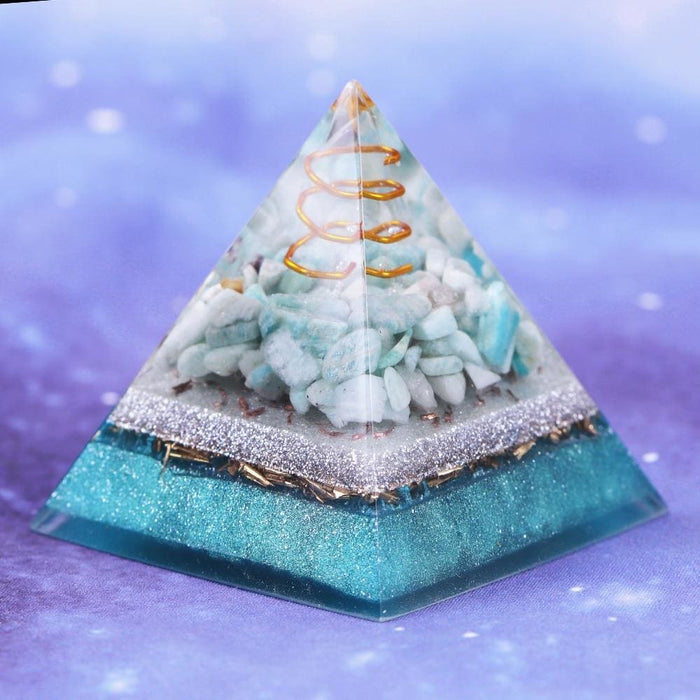 Reiki Amazonite Crystal Orgone Pyramid Healing Quartz Energy