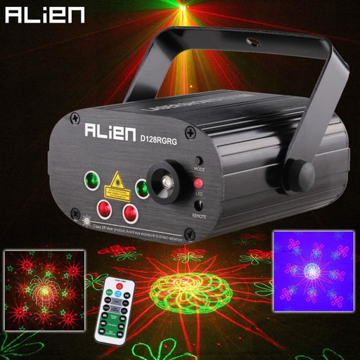 Remote Dual Red Green 128 Patterns Stage Laser Projector