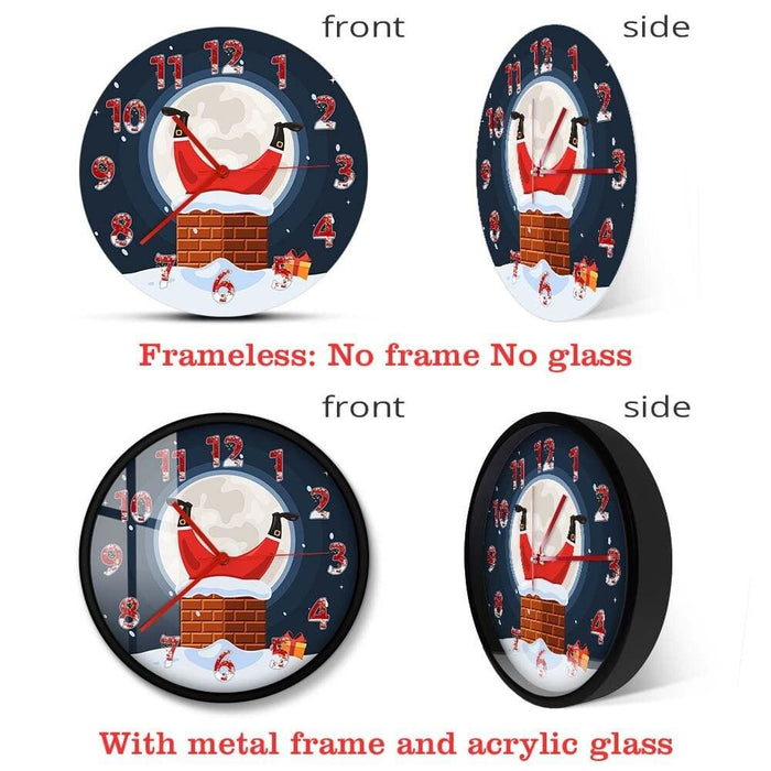 Santa Claus Stuck In Chimney Funny Wall Clock Christmas Home