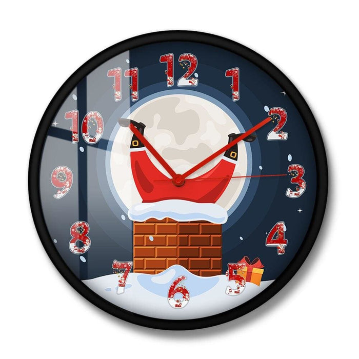 Santa Claus Stuck In Chimney Funny Wall Clock Christmas Home