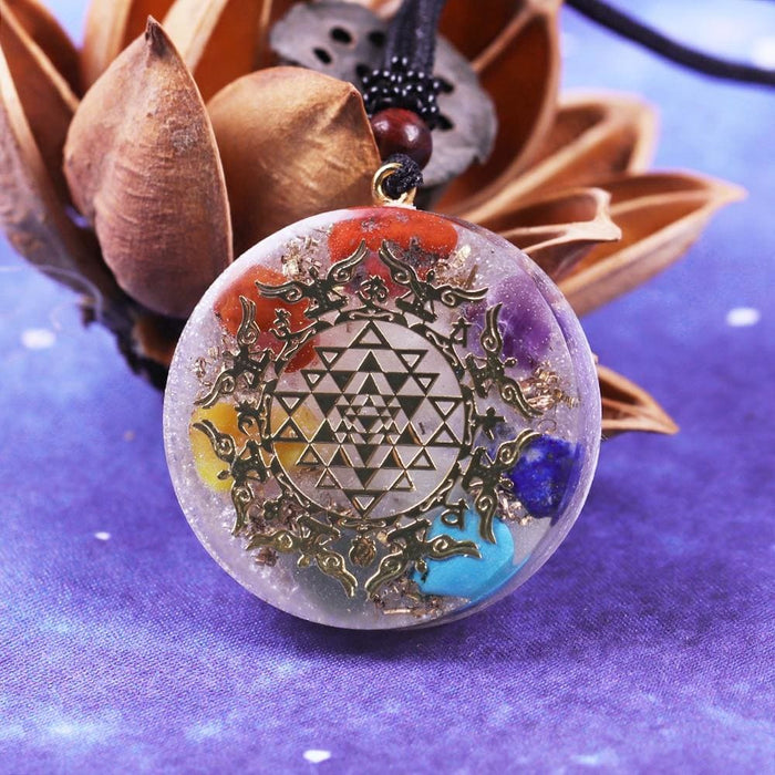 Seven Veins Energy Orgonite Necklace 7 Chakra Pendant Emf