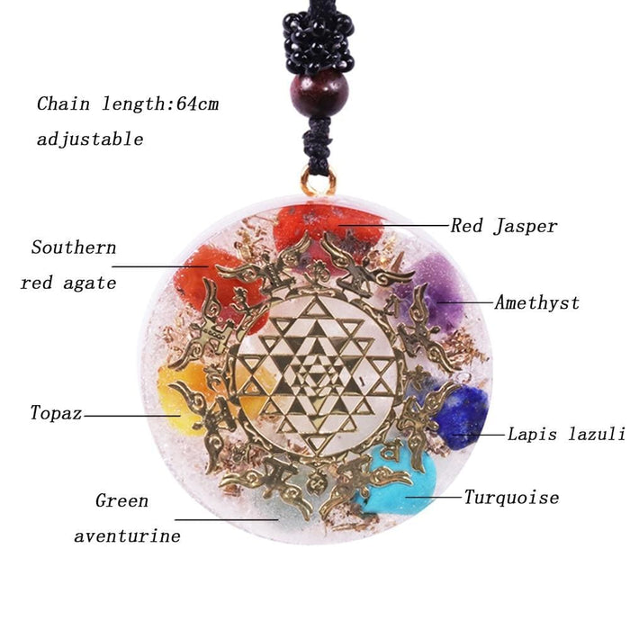 Seven Veins Energy Orgonite Necklace 7 Chakra Pendant Emf