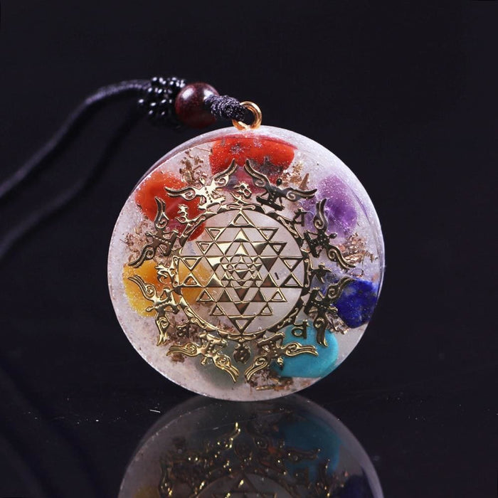 Seven Veins Energy Orgonite Necklace 7 Chakra Pendant Emf