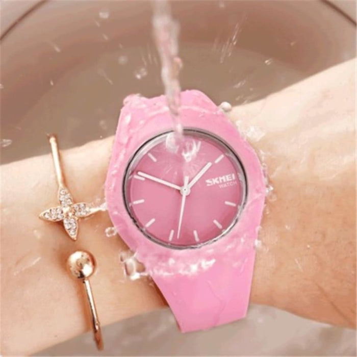 Silicone Strap 3bar Waterproof Quartz Wristwatches For Women