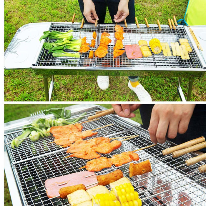 Skewers Grill Portable Stainless Steel Charcoal Bbq Outdoor