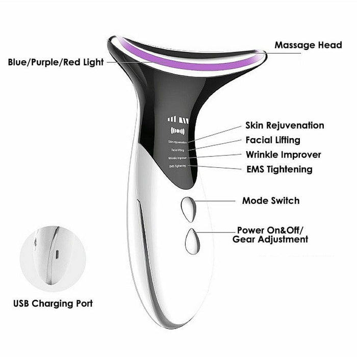 Skin Rejuvenation Ems Led Photon Therapy Neck Massager- Usb