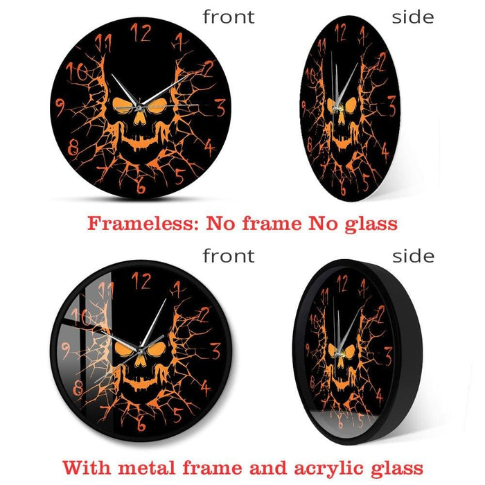 Skull With Crack Hole Horror Wall Clock Silent Non Ticking