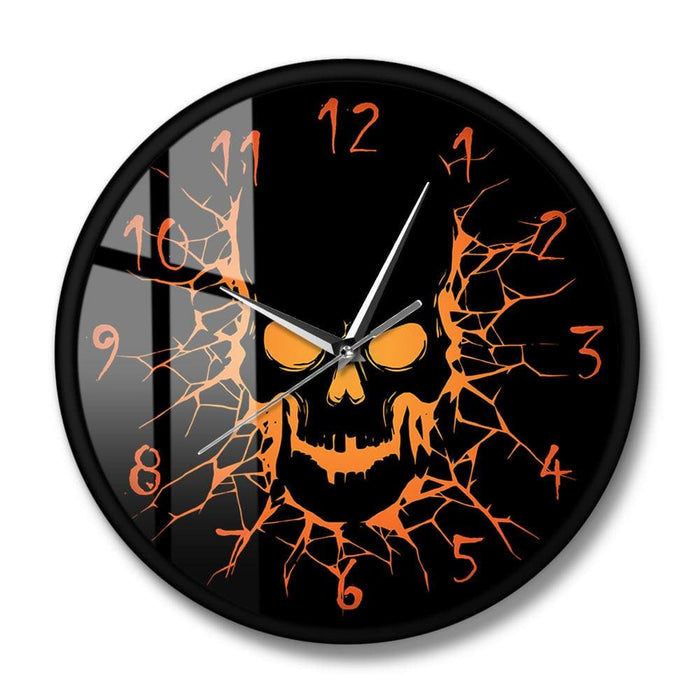 Skull With Crack Hole Horror Wall Clock Silent Non Ticking