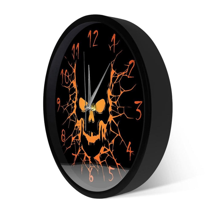 Skull With Crack Hole Horror Wall Clock Silent Non Ticking