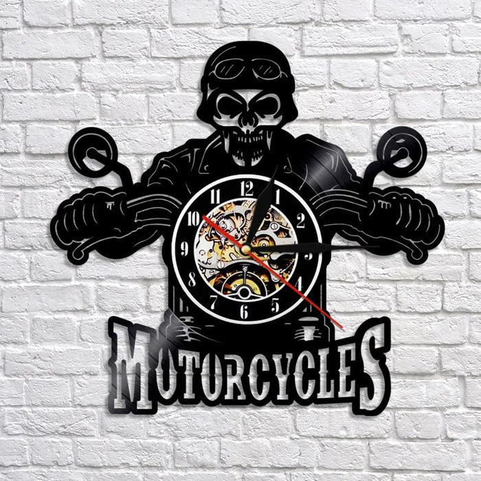 Skull In Helmet Racer Motorcycles Led Vinyl Record Wall