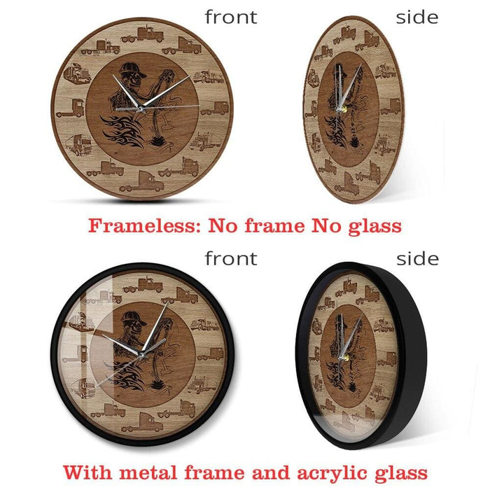 Skull Trucker Wood Texture Acrylic Print Wall Clock