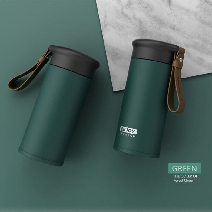 Small Portable Insulated Bottle With Leather Handle 304