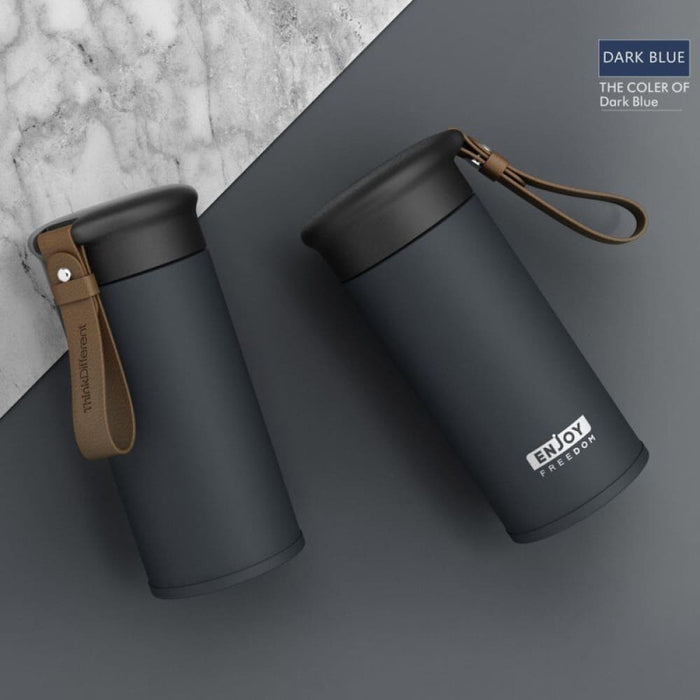 Small Portable Insulated Bottle With Leather Handle 304