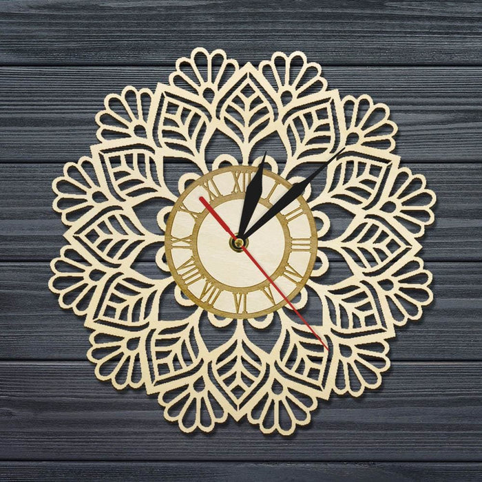 Snowflake Wood Wall Clock