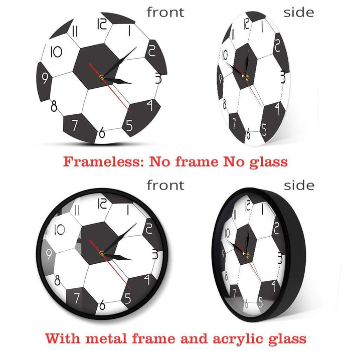 Soccer Ball Print Round Acrylic Wall Clock Silent Non