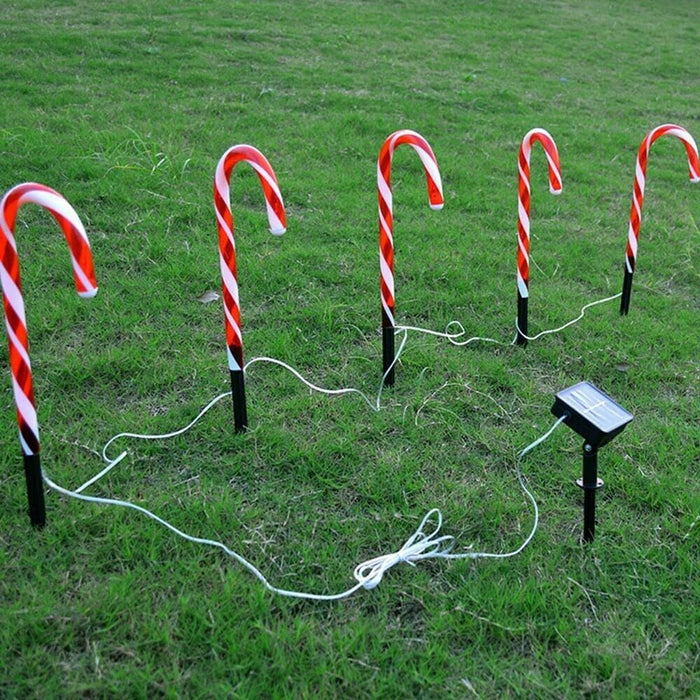 Vibe Geeks Solar Powered Christmas Candy Cane Pathway