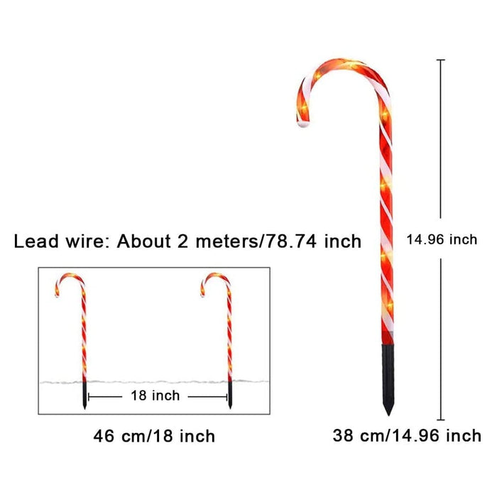 Solar Powered Christmas Candy Cane Pathway Lights Markers