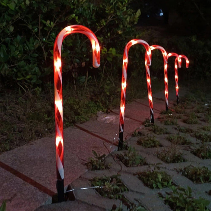 Vibe Geeks Solar Powered Christmas Candy Cane Pathway