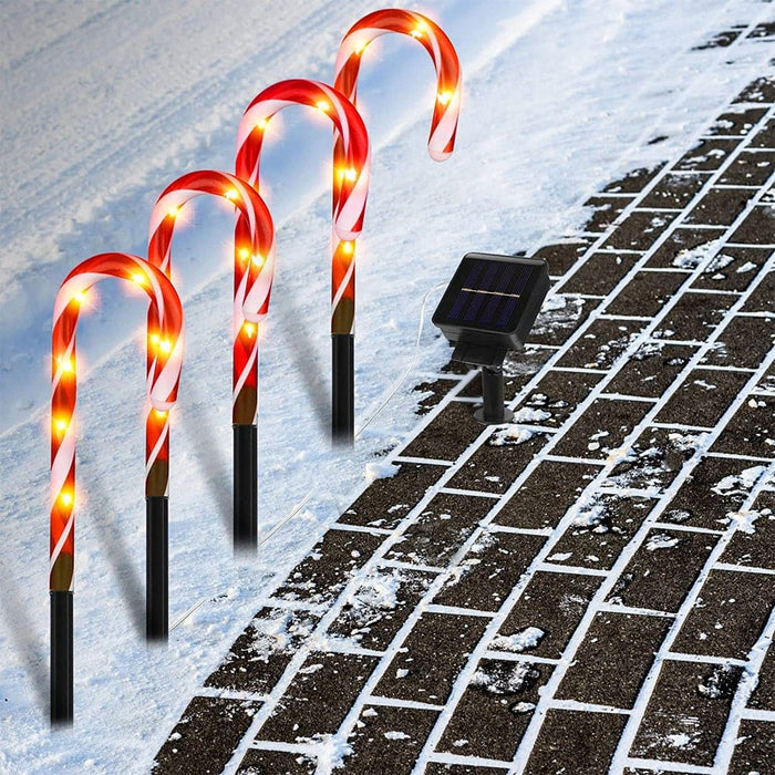 Vibe Geeks Solar Powered Christmas Candy Cane Pathway