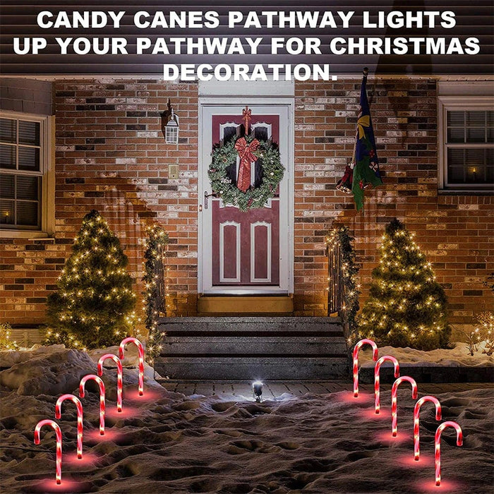 Vibe Geeks Solar Powered Christmas Candy Cane Pathway