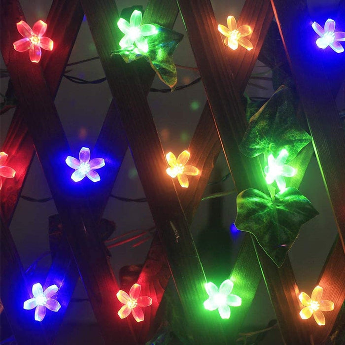 Vibe Geeks Solar Powered Flower String Lights Cherry