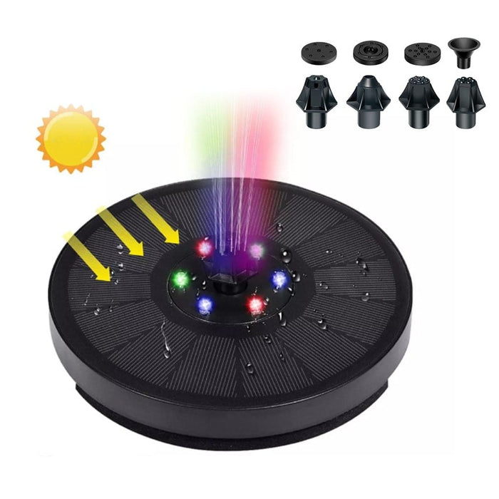 Solar Powered Water Fountain Pump With Decorative Led Lights