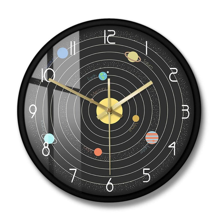 Solar System In Space Modern Wall Clock Astronomical Art