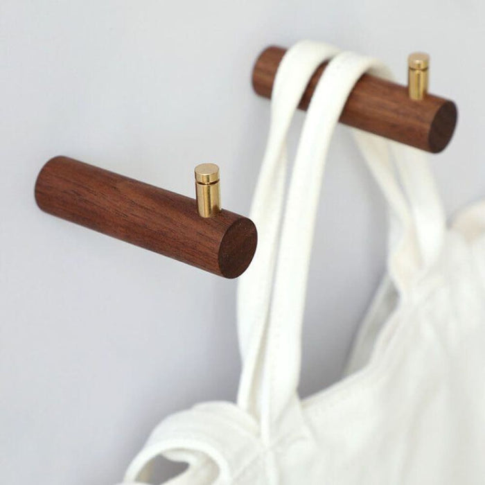 Solid Wood Seamless Sticking Hook Wall Hangers For Clothes
