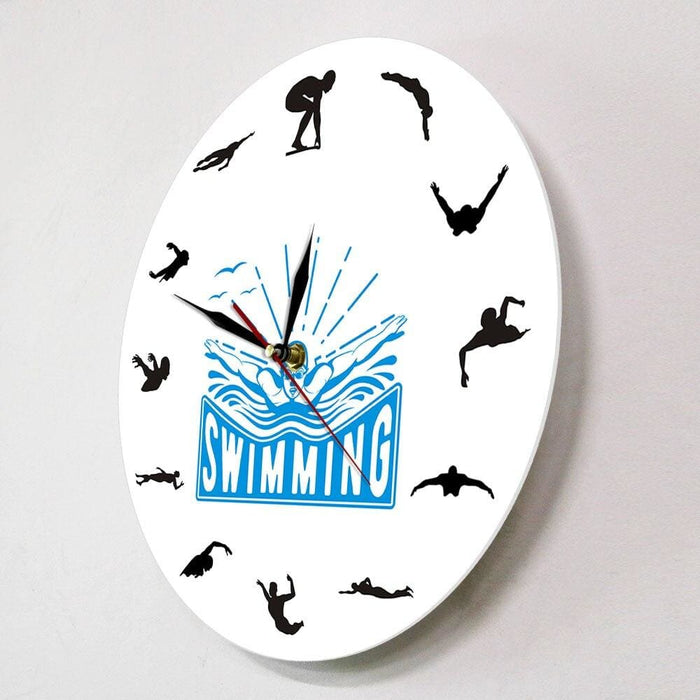 Sport Art Design Swimming Wall Clock Voyage Floating