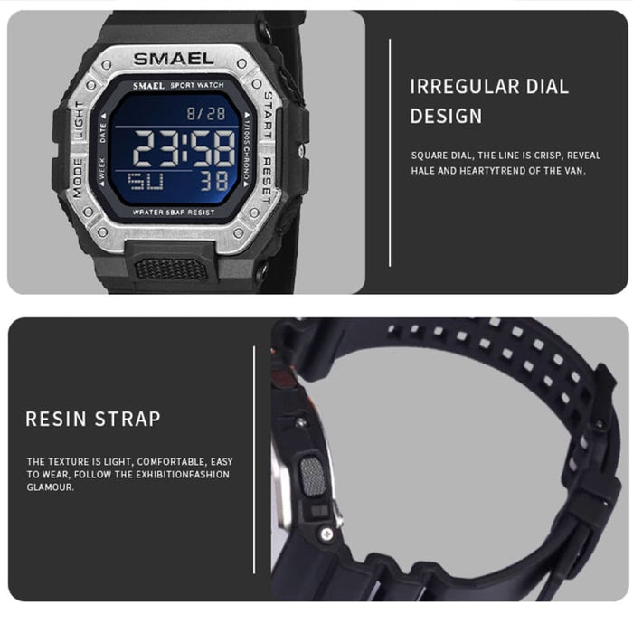 Sport Watches Digital Smael Brand Led Clock Waterproof Auto