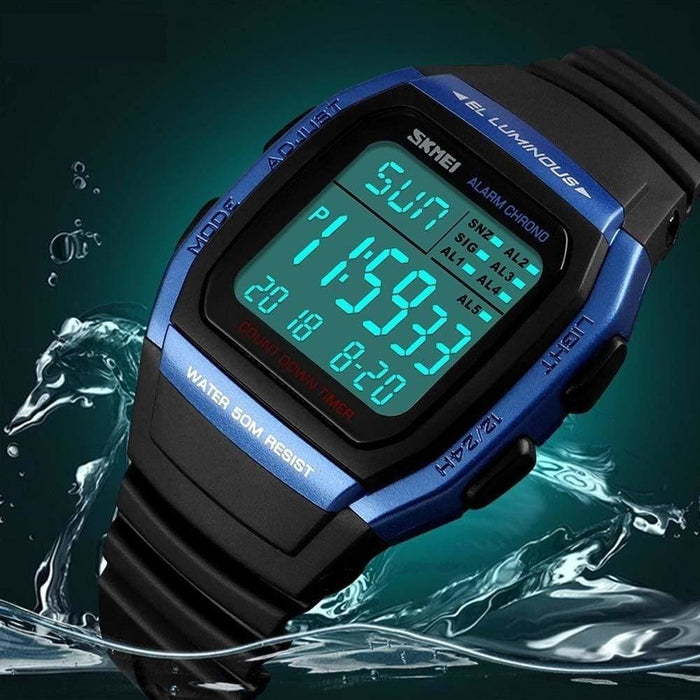 Square Digital Sport Alarm Chronograph Electronic Men