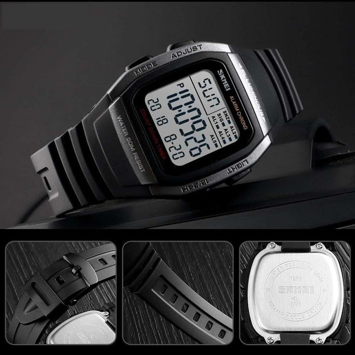 Square Digital Sport Alarm Chronograph Electronic Men