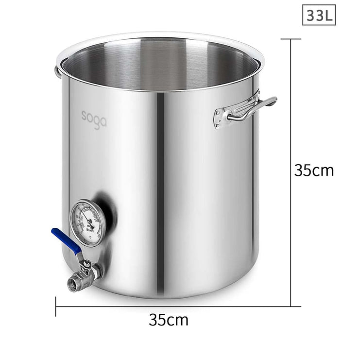 Stainless Steel 33l No Lid Brewery Pot With Beer Valve