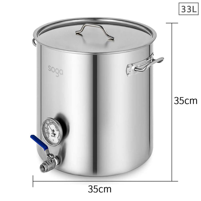 Stainless Steel Brewery Pot 33l With Beer Valve 35*35cm