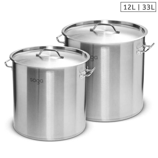 Stock Pot 12l 33l Top Grade Thick Stainless Steel Stockpot