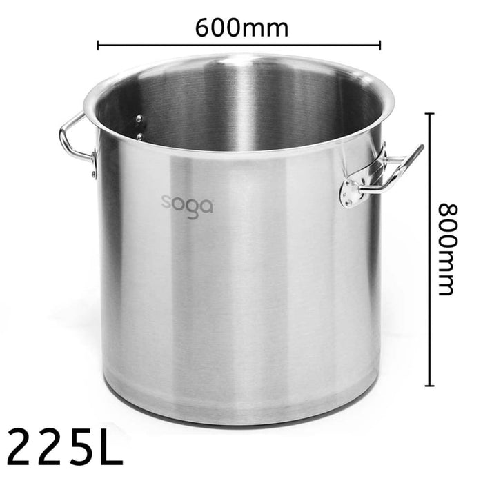 Stock Pot 225l Top Grade Thick Stainless Steel Stockpot 18