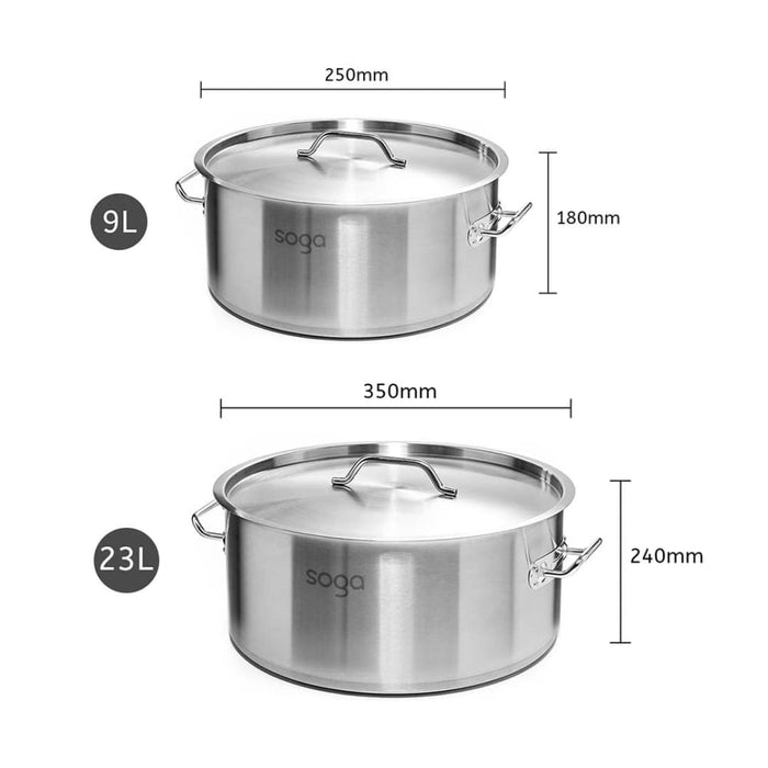 Stock Pot 9l 23l Top Grade Thick Stainless Steel Stockpot 18