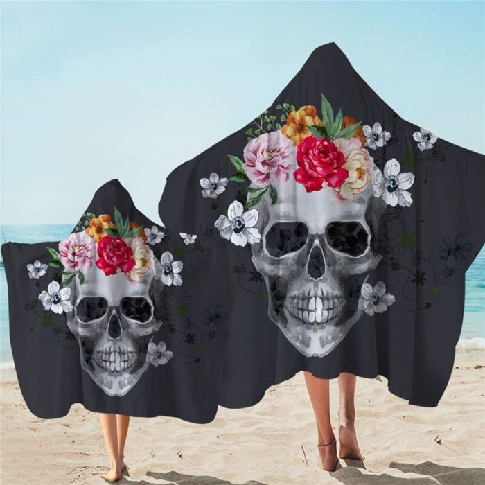 Sugar Skull Hooded Towel Gothic Bathroom For Adult With Hood