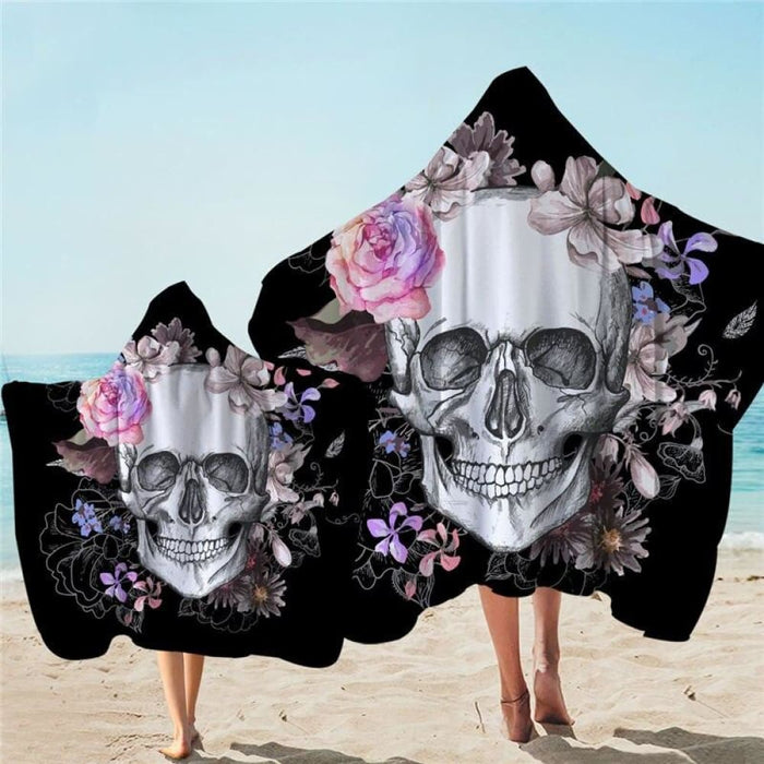 Sugar Skull Hooded Towel Gothic Bathroom For Adult With Hood