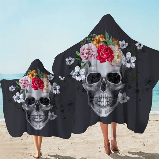 Sugar Skull Hooded Towel Gothic Bathroom For Adult With Hood